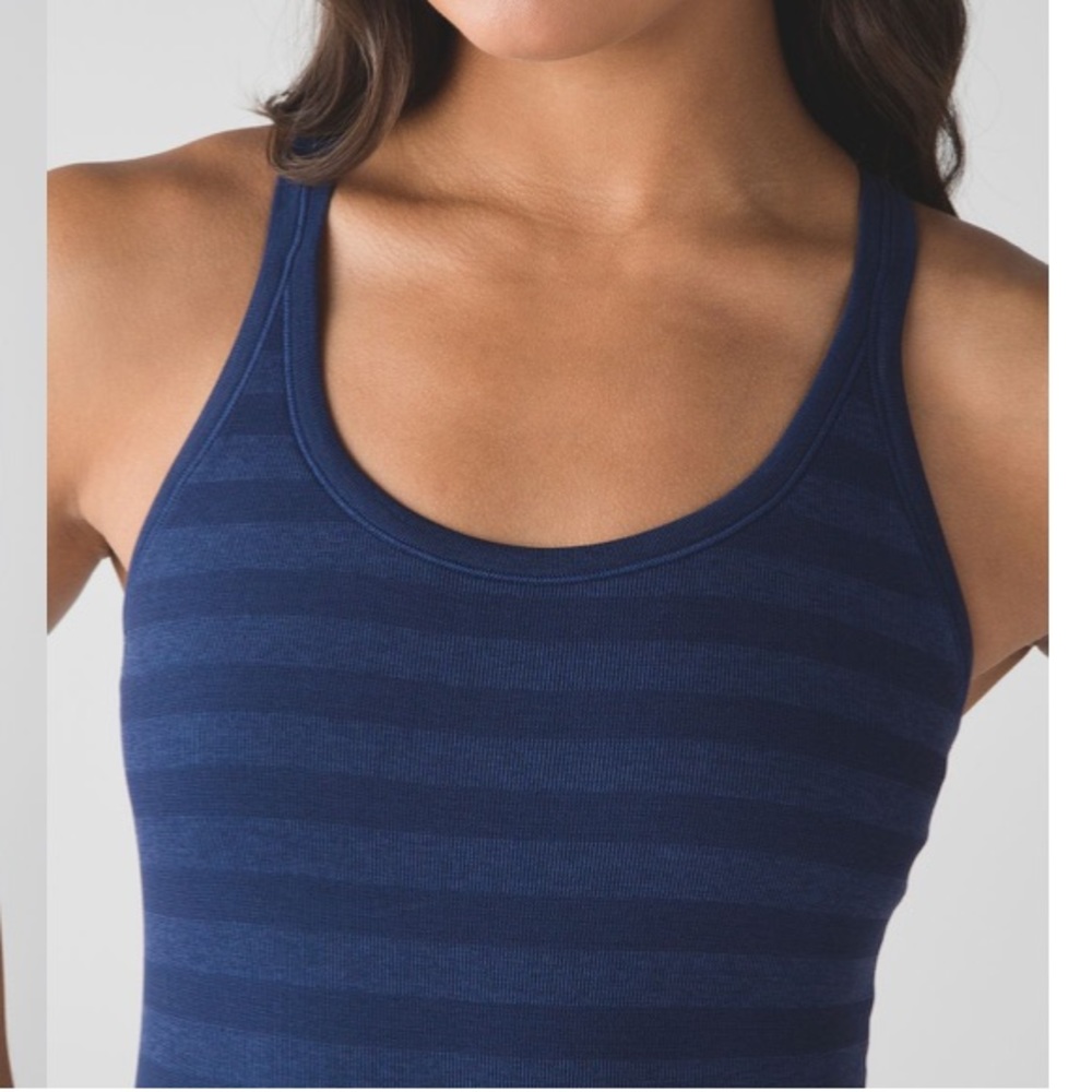 Lululemon Striped Navy Blue “Ebb To Street” Tank